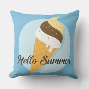 Ice Cream Hello custom colour throw pillows