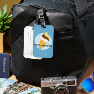Ice Cream Hello custom name & colour Luggage Tag