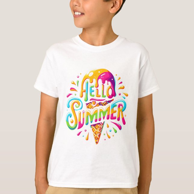 Ice Cream Hello Summer Last Day Of School T-Shirt (Front)