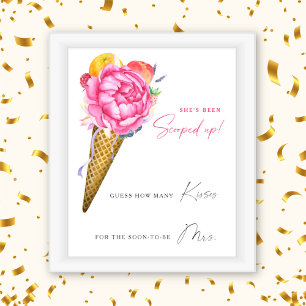 Ice cream - How many kisses bridal shower game Poster