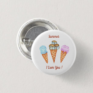 Ice Cream I Love You Cute Summer 3 Cm Round Badge