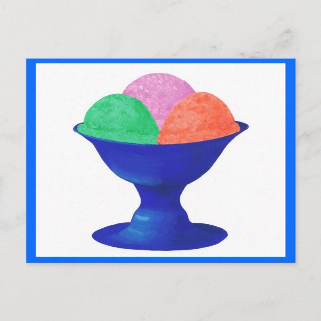 Ice cream in blue bowl party invitations postcards (Front)