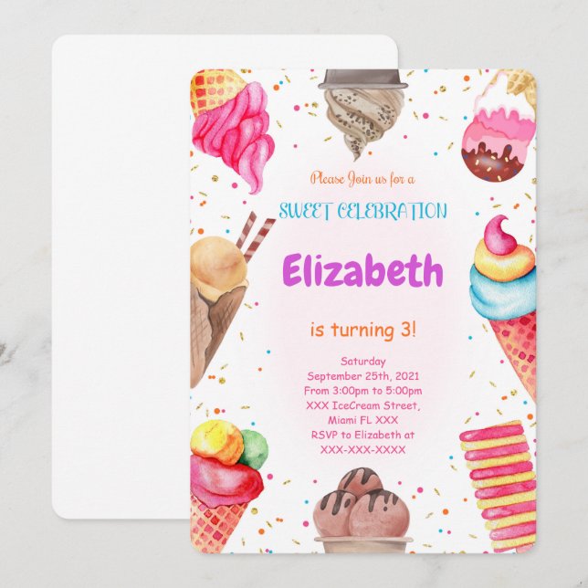Ice Cream Invitation (Front/Back)