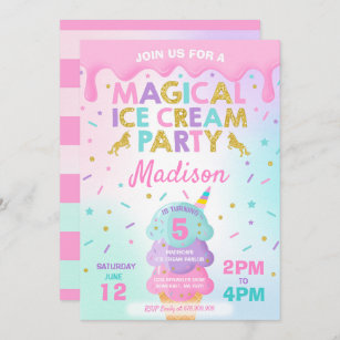 Ice Cream Invitation Unicorn Ice Cream Party