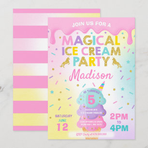 Ice Cream Invitation Unicorn Ice Cream Party