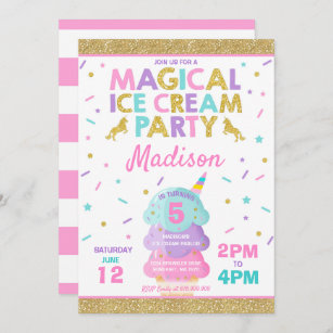 Ice Cream Invitation Unicorn Ice Cream Party