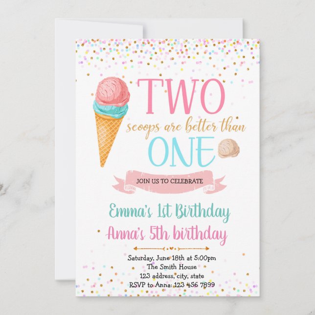 Ice cream joint party birthday invitation (Front)