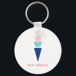 Ice Cream Key Ring<br><div class="desc">Perfect as a party favour or gift,  these personalised keychains featuring an ice cream cone coordinate with Parcel Studio's Ice Cream collection. Colour of name and text is customisable.</div>