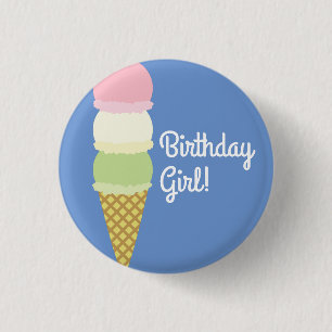 Ice Cream Kid's Birthday Party 3 Cm Round Badge