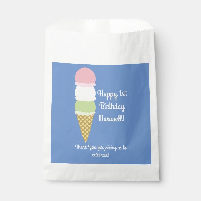 Ice Cream Kid's Birthday Party Favour Bags (Front)