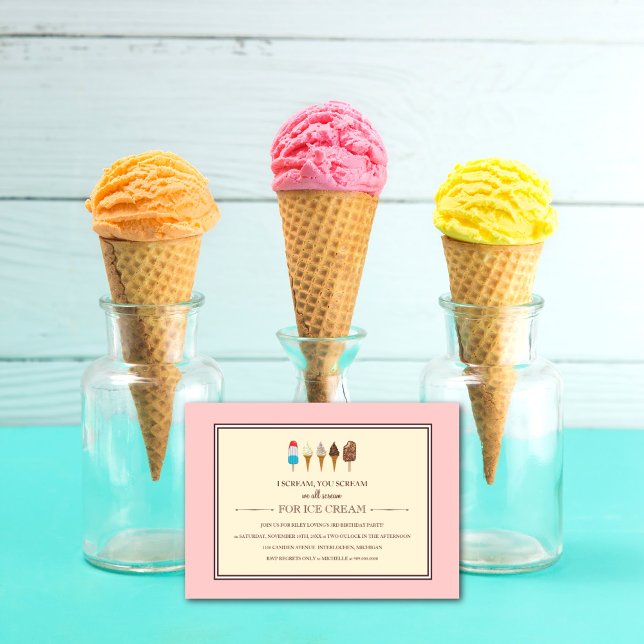 Ice Cream Kids Birthday Party Invitations (Creator Uploaded)
