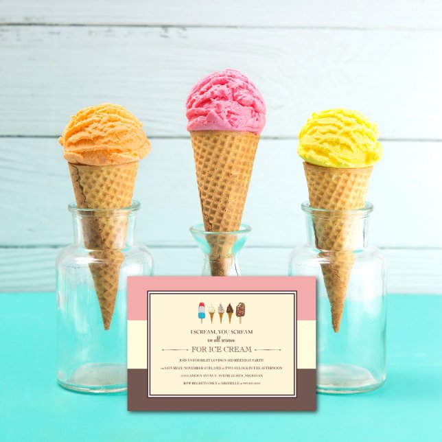Ice Cream Kids Birthday Party Invitations (Creator Uploaded)