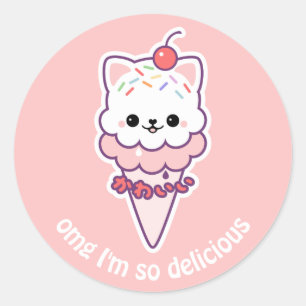 Ice Cream Kitty Classic Round Sticker