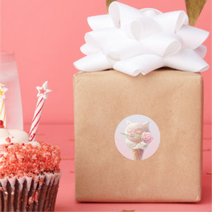 Ice Cream Kitty – Rosy & Dreamy Classic Round Sticker