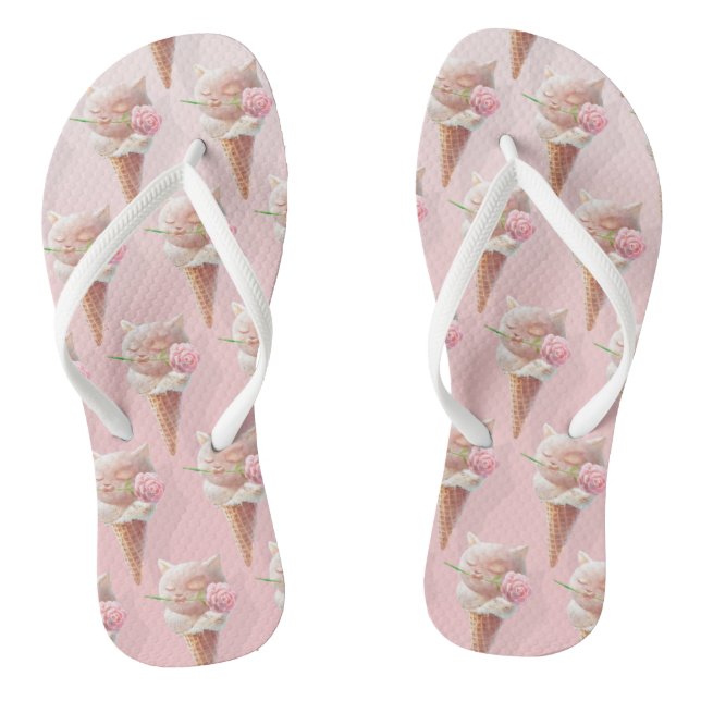 Ice Cream Kitty – Rosy & Dreamy Jandals (Footbed)