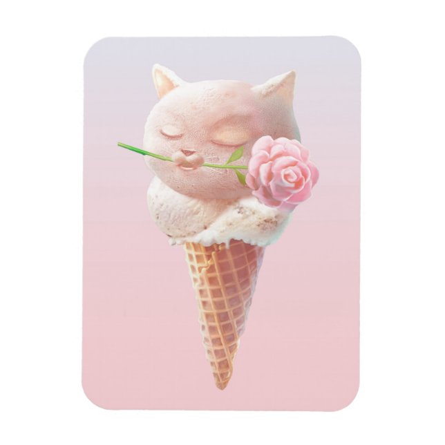 Ice Cream Kitty – Rosy & Dreamy Magnet (Vertical)