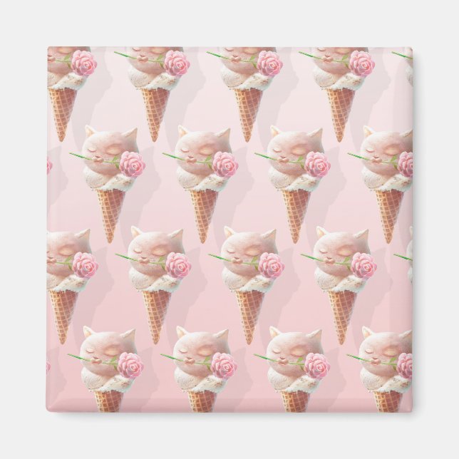 Ice Cream Kitty – Rosy & Dreamy Magnet (Front)