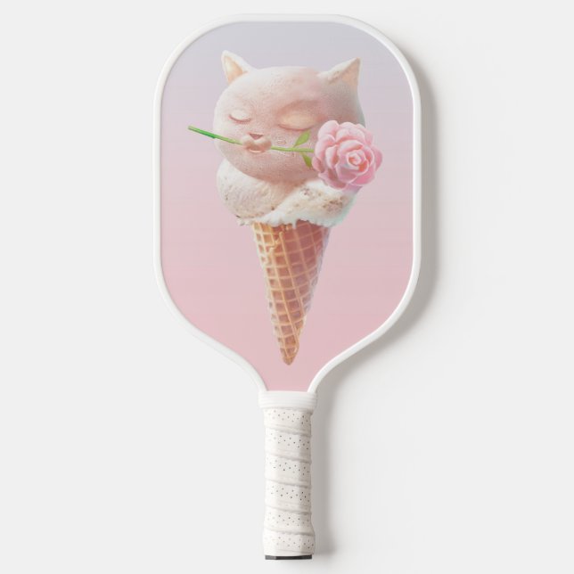 Ice Cream Kitty – Rosy & Dreamy Pickleball Paddle (Front)
