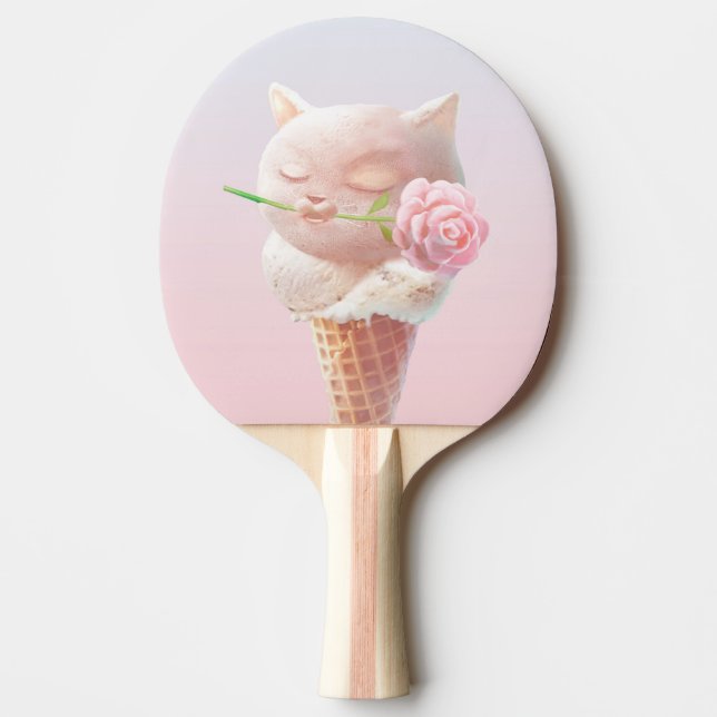Ice Cream Kitty – Rosy & Dreamy Ping Pong Paddle (Front)