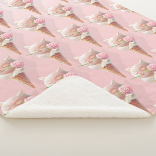 Ice Cream Kitty – Rosy & Dreamy Sherpa Blanket