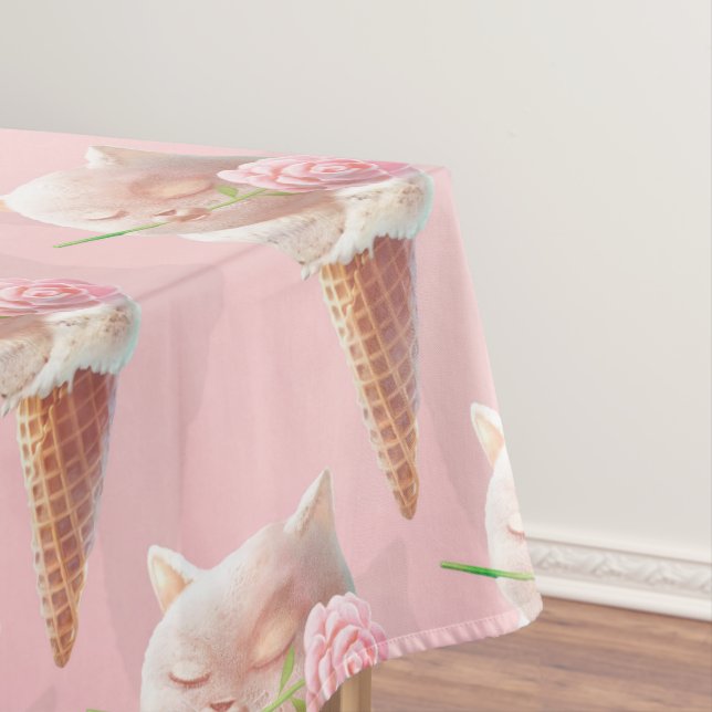 Ice Cream Kitty – Rosy & Dreamy Tablecloth (In Situ)