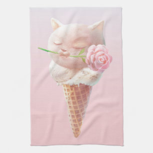 Ice Cream Kitty – Rosy & Dreamy Tea Towel