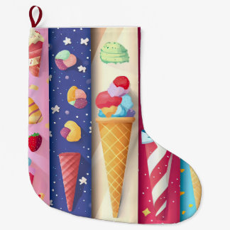 Ice Cream Large Christmas Stocking