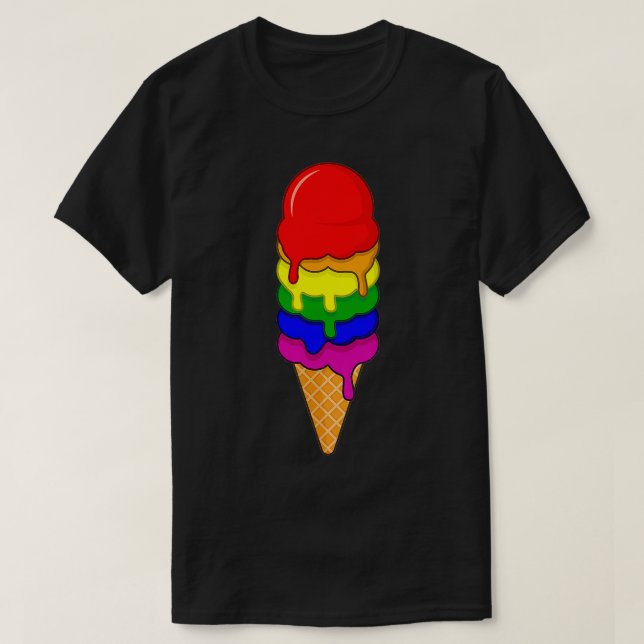 Ice Cream LGBT Pride Month LGBTQ Rainbow Flag  T-Shirt (Design Front)