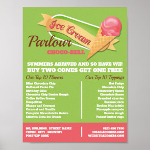 Ice Cream Logo, Ice Cream Parlor Advertising Poster