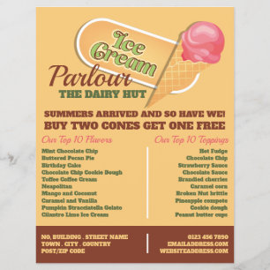 Ice Cream Logo, Ice Cream Parlour Advertising Flyer