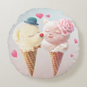 Ice Cream Love Round Cushion