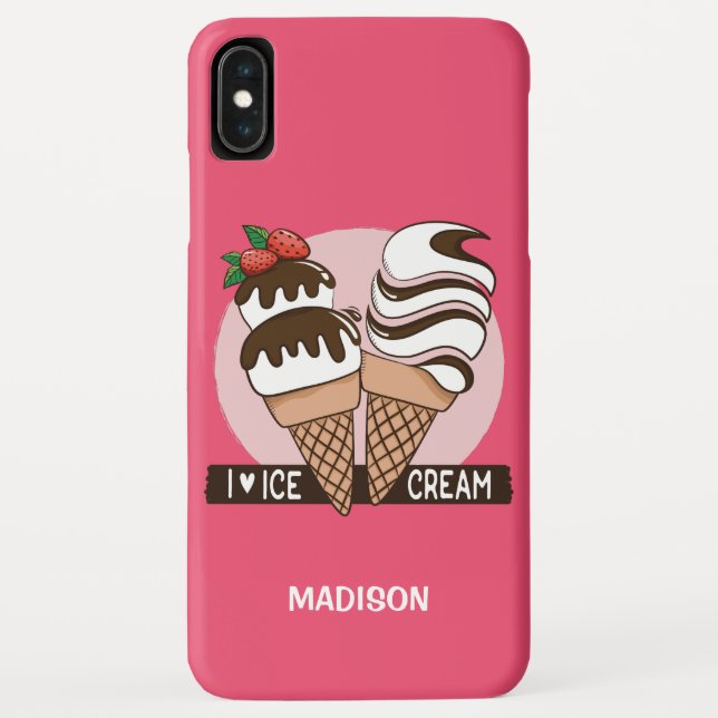 Ice Cream Lover custom name & colour phone cases (Back)