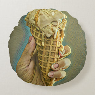 Ice cream lover gift round cushion