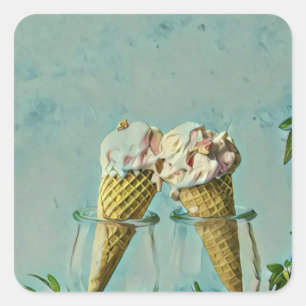 Ice cream lover gift square sticker