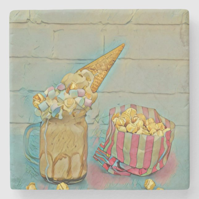 Ice cream lover gift stone coaster (Front)