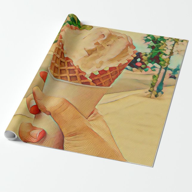 Ice cream lover gift wrapping paper (Unrolled)