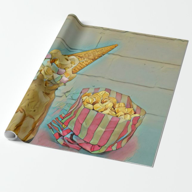 Ice cream lover gift wrapping paper (Unrolled)