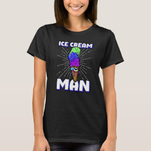 Ice Cream Man Willd Ice Cream Cone Scoops Tongue T-Shirt