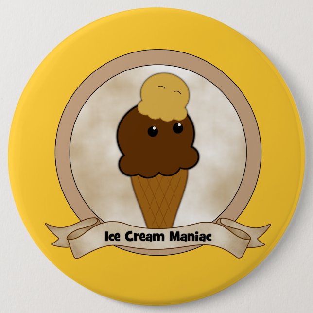 Ice Cream Maniac 6 Cm Round Badge (Front)