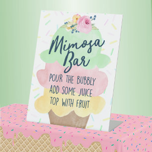 Ice Cream Mimosa Bridal or Baby Shower Pedestal Sign