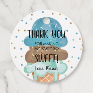 Ice Cream Mint Chocolate Boy Birthday Favour Gift Tags