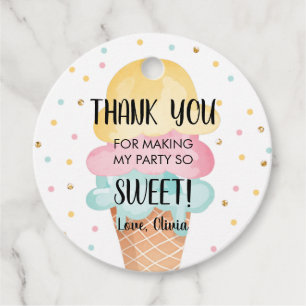 Ice Cream Mint Pink Yellow Sweet Girl Birthday Favour Tags