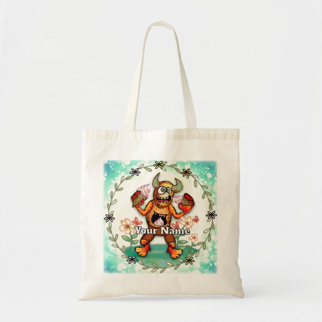 Ice Cream Monster Tote Bag (Front)