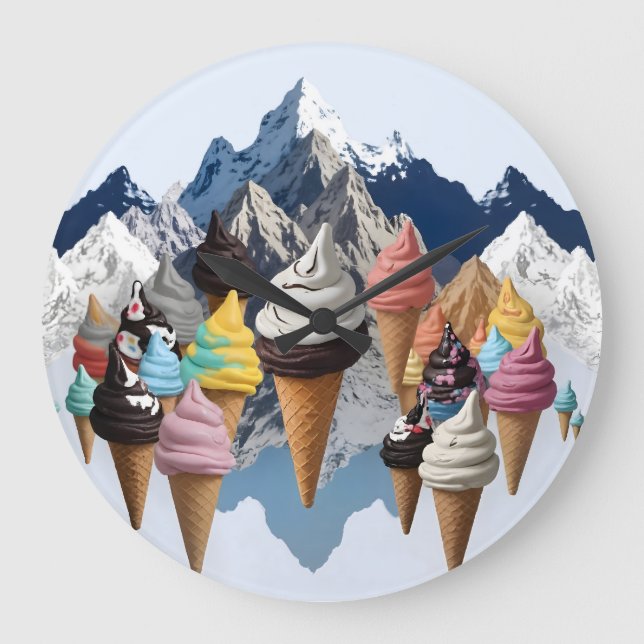 Ice Cream Mountains Large Clock (Front)