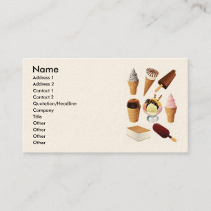 Ice Cream, Name, Address 1, Address 2, Contact ... Business Card