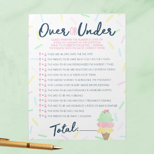 Ice Cream Over or Under Shower Game Pack Notepad