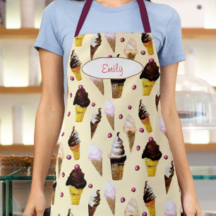 Ice Cream Parlor Buttercream Yellow Personalized Apron