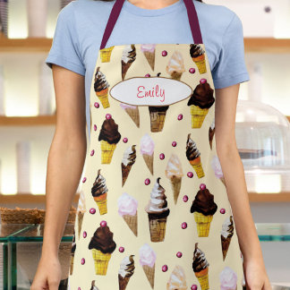 Ice Cream Parlour Buttercream Yellow Personalised Apron