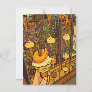 Ice Cream Parlour Cartoon Postcard