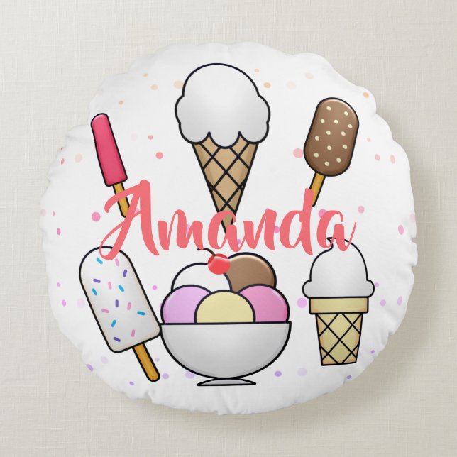 Ice Cream Parlour Dream Round Cushion (Front)